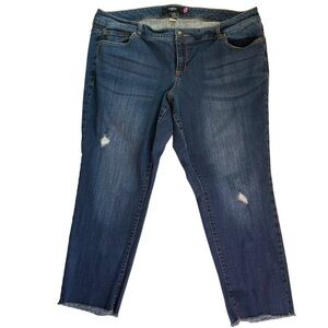 Torrid Denim Women’s size 22 Raw Hem Jeans darker Wash Distressed